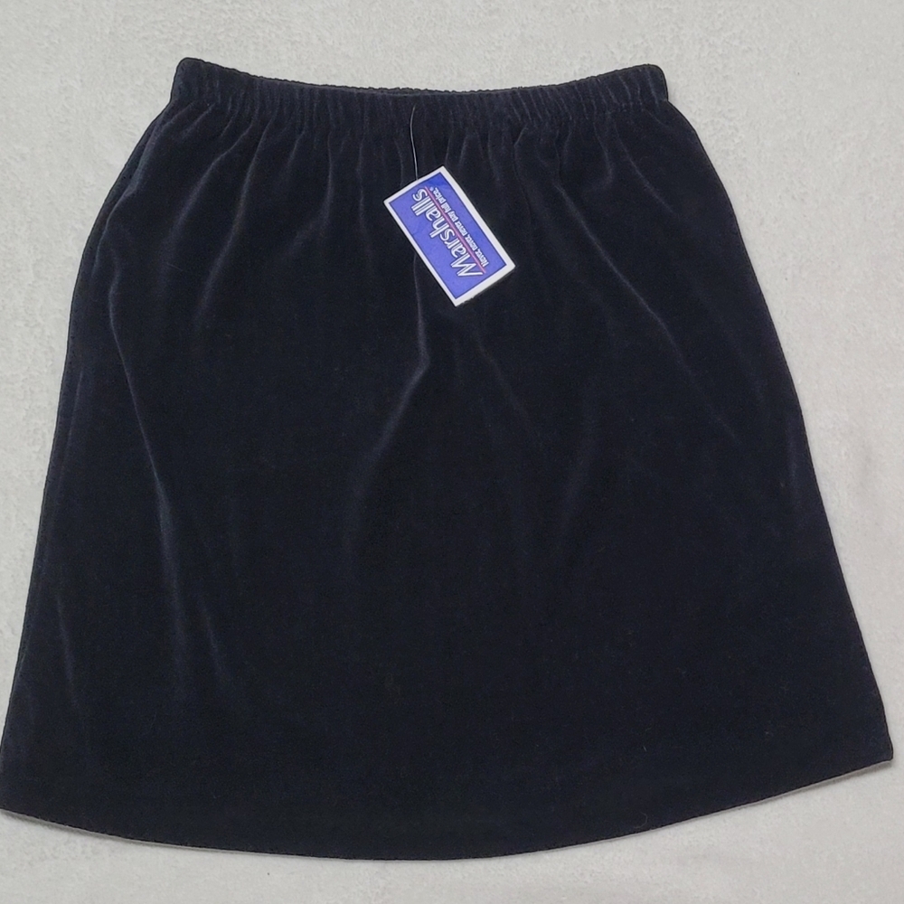 Ultrasport Marshall's 1970s Vintage Deadstock Black Velvet Fitted Mini Skirt S - Picture 2 of 11